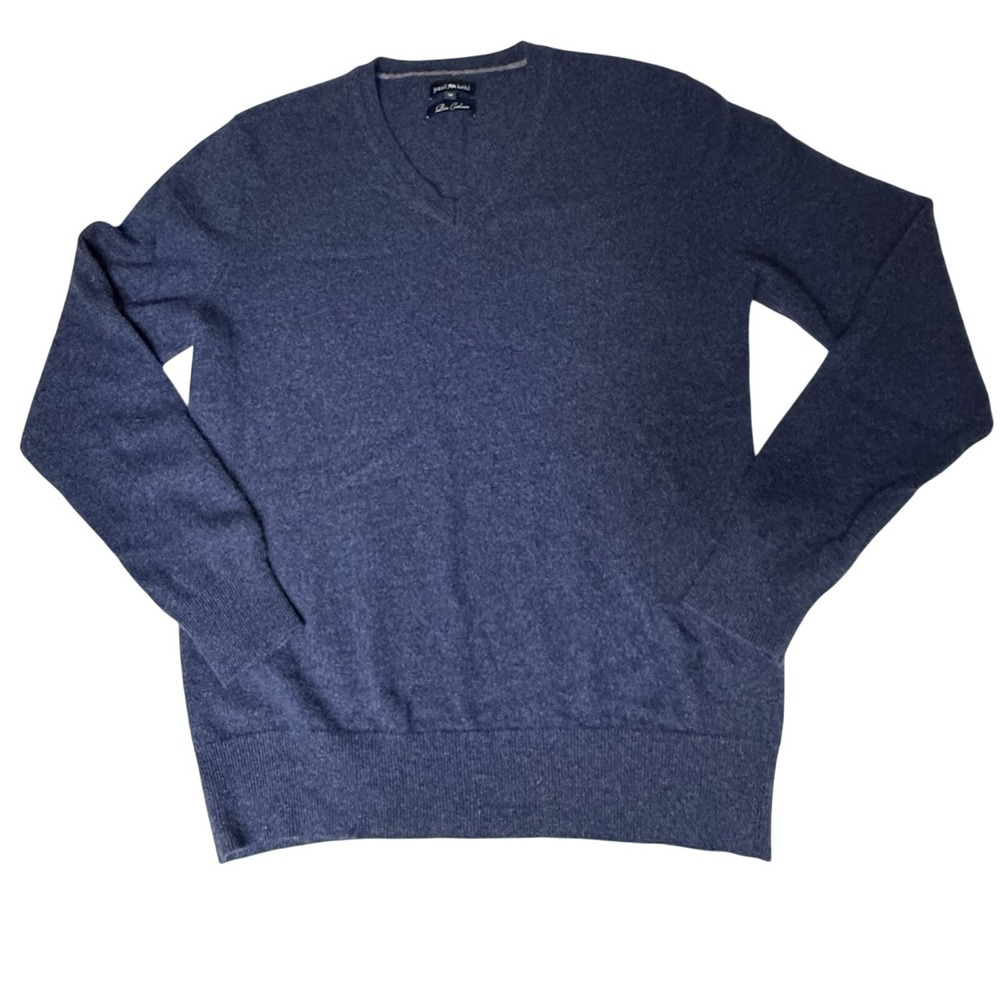 Paul‎ Kehl Sweater Mens Medium Blue 100% Cashmere V-Neck Knit Pullover